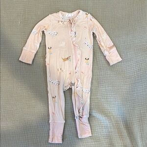 Angel Dear Pink Puppies Bamboo Onesie with Ruffles